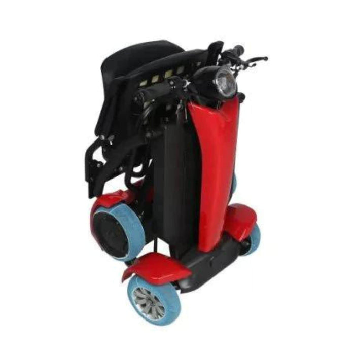 Tzora Lite E Fold Mobility Scooter Color Red Front Side View Folded