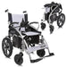 CompactPowerWheelchair-FoldableLongRangeTransportAidBlackandWhiteFrontRightViewandFolded