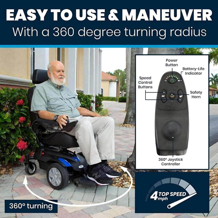 ViveElectricWheelchairModelV-EasyToUseandManeuverwitha360DegreeTurningRadius