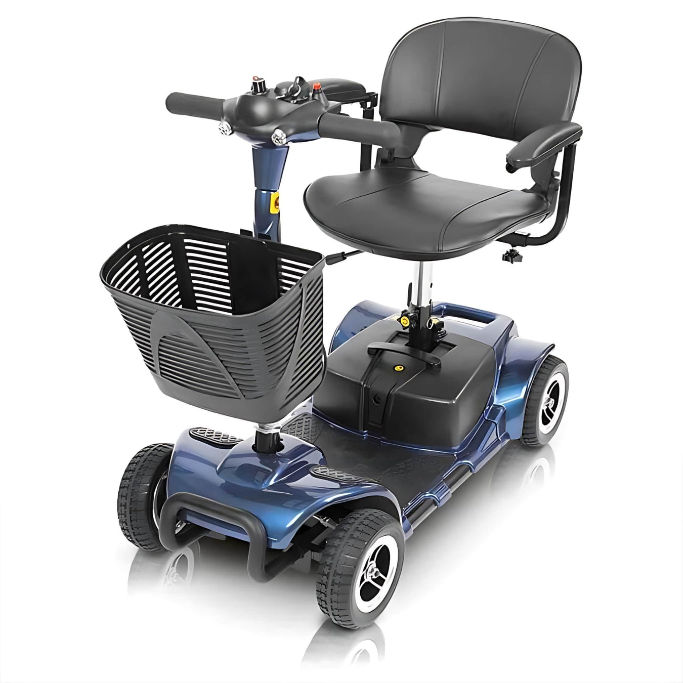 Vive4WheelMobilityScooterwithbasketColorBlueFrontSideView