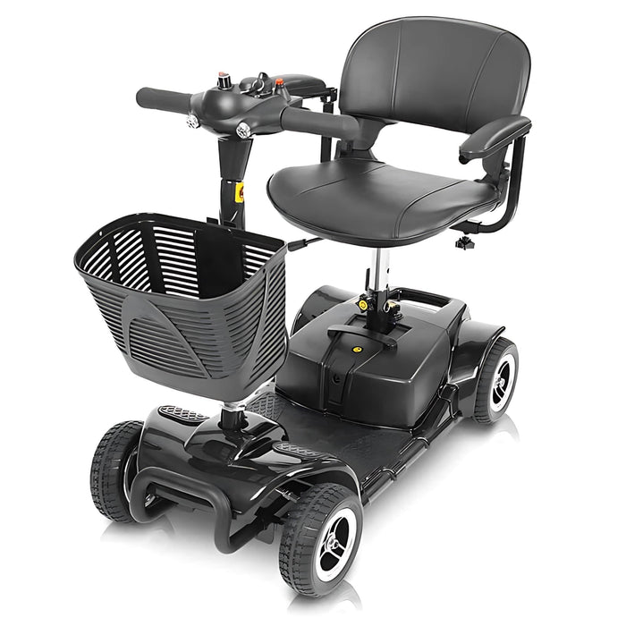 Vive4WheelMobilityScooterColorBlackwithBasketFrontSideView