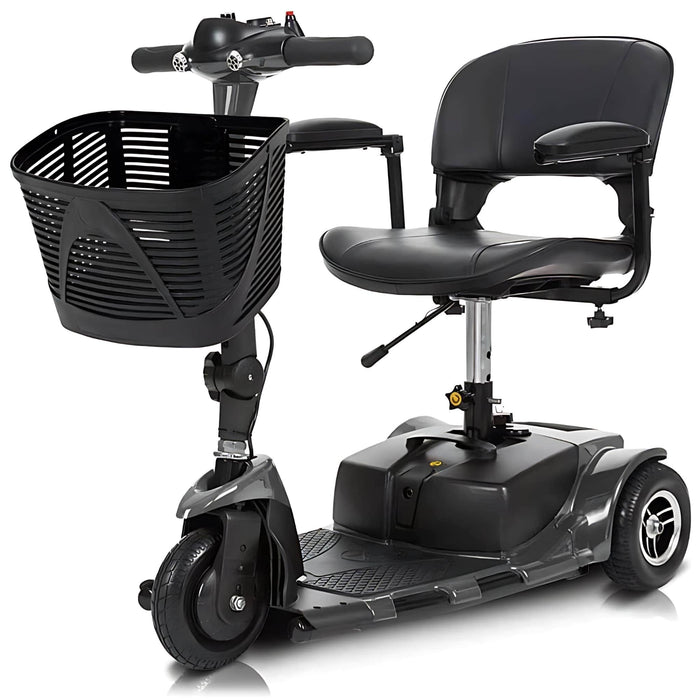 Vive3WheelMobilityScooterColorBlackwithBasketFrontLeftSideView