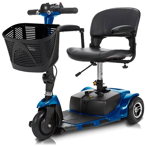 Vive3WheelMobilityScooterColorBluewithBasketFrontLeftSideView