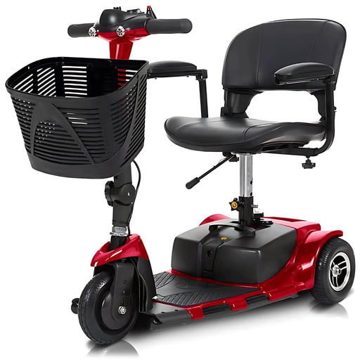 Vive3WheelMobilityScooterColorRedwithBasketFrontLeftSideView