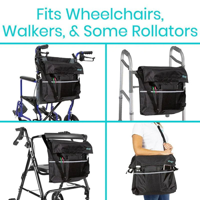 Wheelchair Bag Fits Wheelchairs, Walkers and Some Rollators