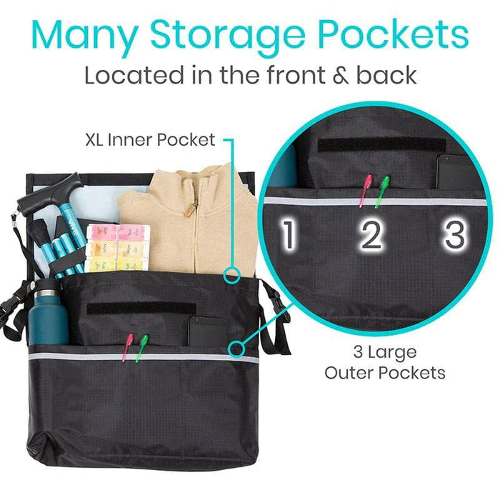 Wheelchair Bag Many Storage Posckets Located in the front and back