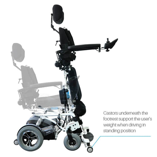 Phoenix II Standing Power Wheelchair caster support detail