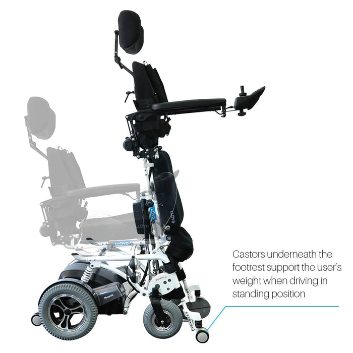 Phoenix II Standing Power Wheelchair caster support detail