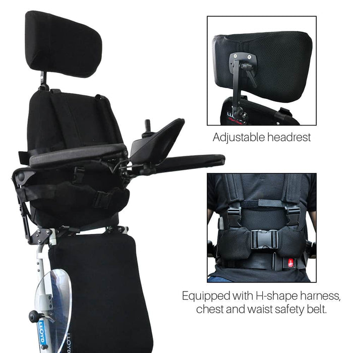 Phoenix II Standing Power Wheelchair adjustable headrest