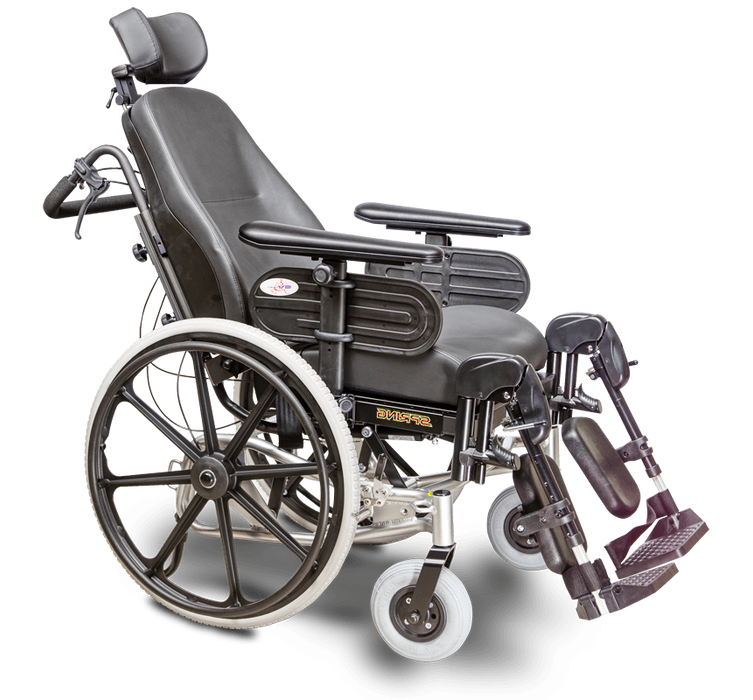 Mobile Chair Rider EV Rider Spring Tilt-in-Space Left Front View Elevating Rests