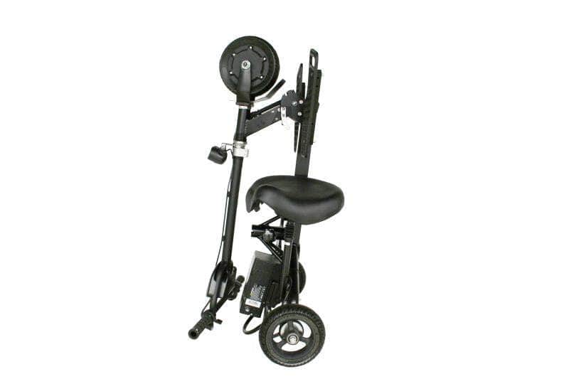 side view of scooter folded without captins seat