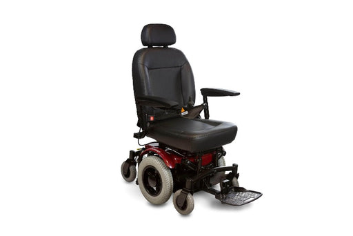 side angle with foot plate of shoprider 14 power wheelchair